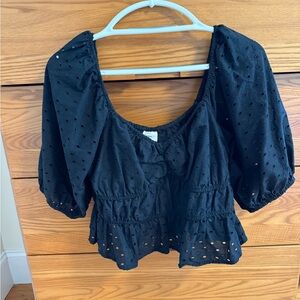 a new day Black Eyelet Blouse